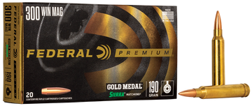 Federal Premium Gold Medal 300 Win Mag 190gr Sierra MatchKing BTHP 20rd - Box or Case