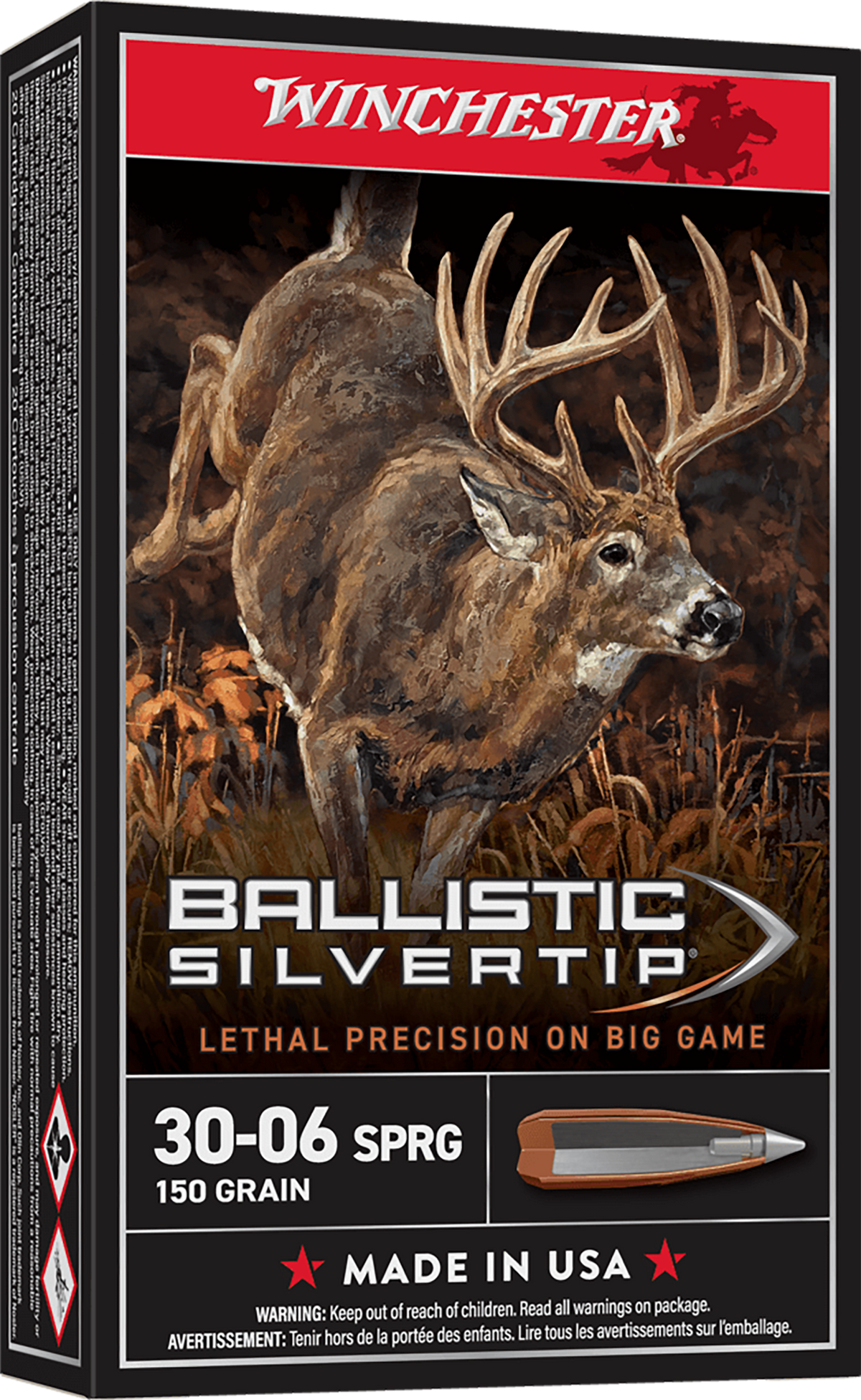 Winchester Ammo Ballistic Silvertip 30-06 Springfield 150gr Polymer Tip 20 Rd - Box or Case