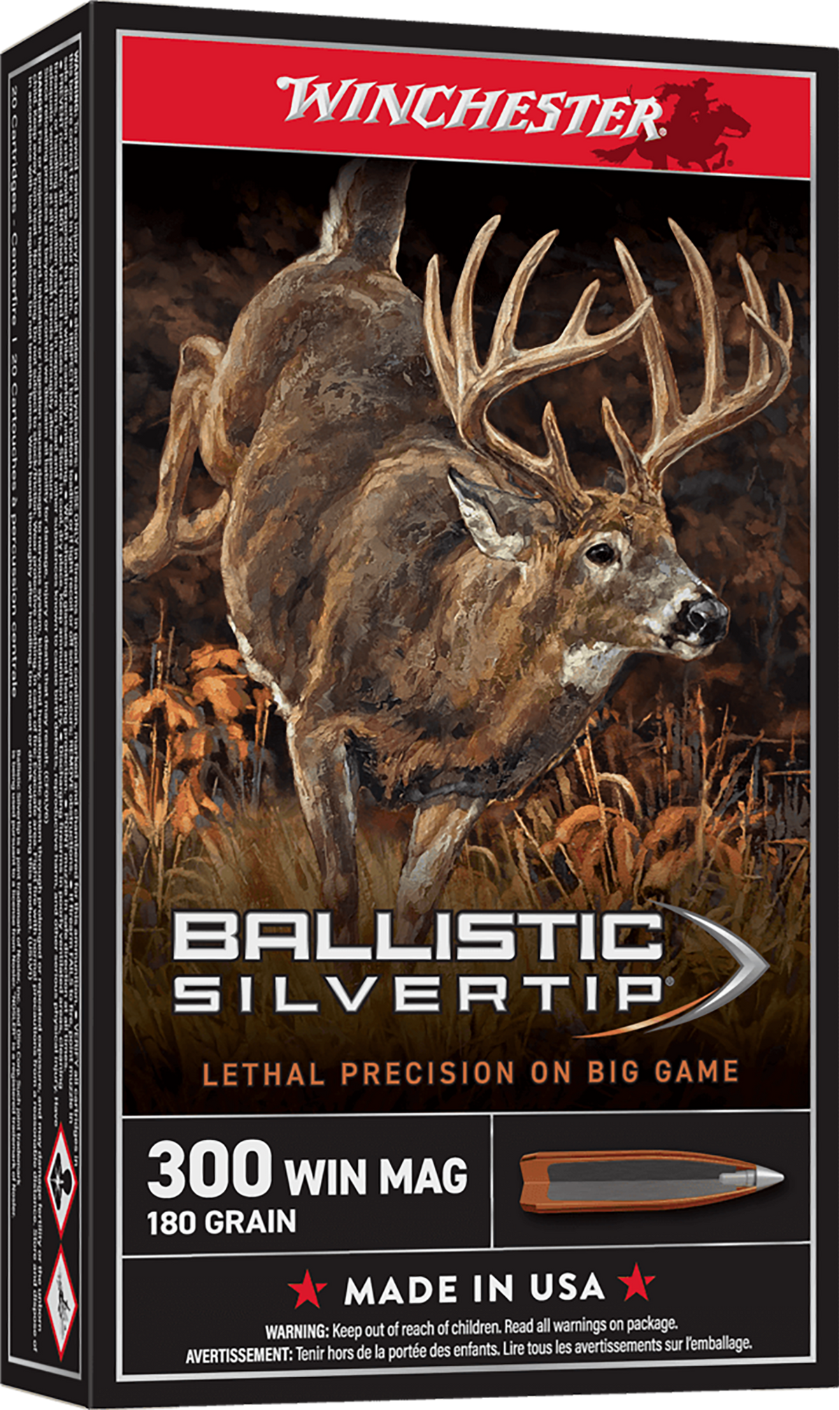 Winchester Ammo Ballistic Silvertip 300 Win Mag 180gr Polymer Tip 20 Rd - Box or Case