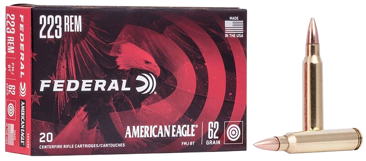 Federal American Eagle 223 Rem 62gr Full Metal Jacket Boat Tail 20rd - Box or Case