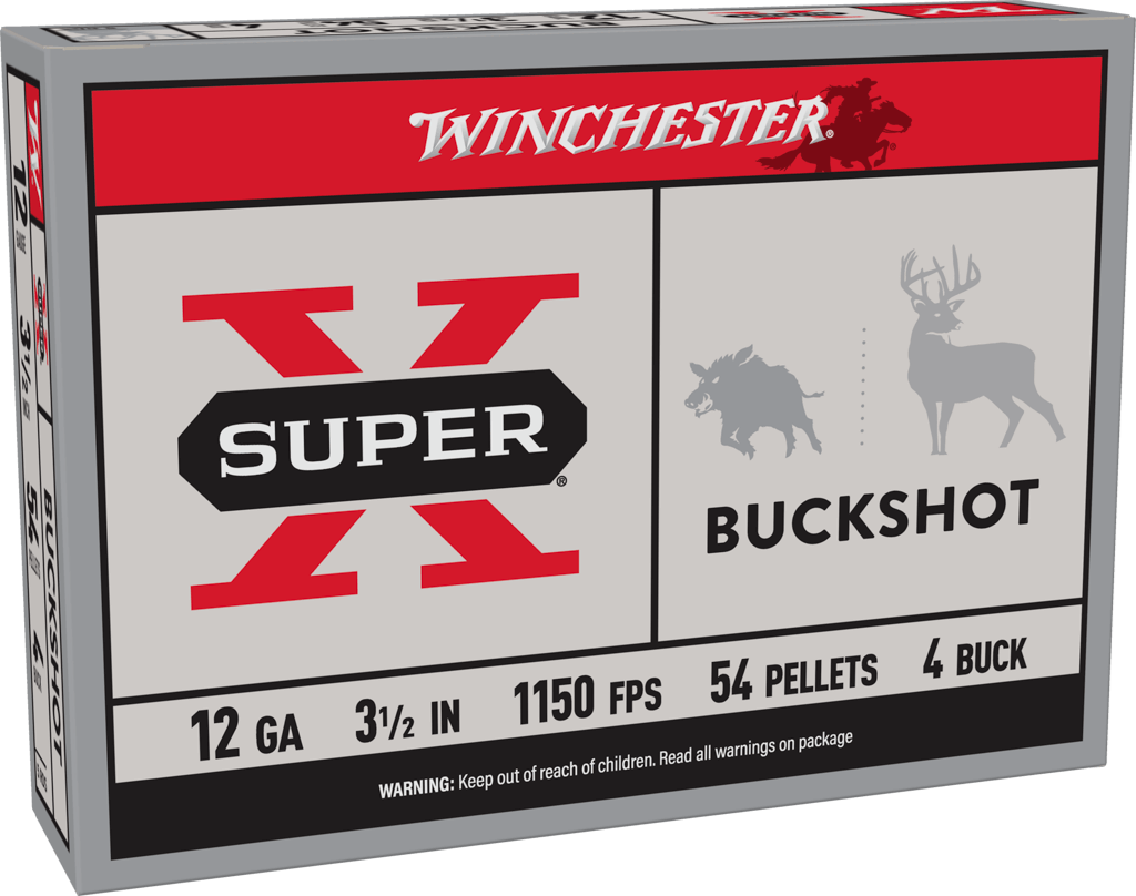 Winchester Ammo Super X 12 Gauge 3.5" 4 Buck Shot 54 Pellets 5 Rd - Box or Case