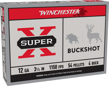 Winchester Ammo Super X 12 Gauge 3.5" 4 Buck Shot 54 Pellets 5 Rd - Box or Case