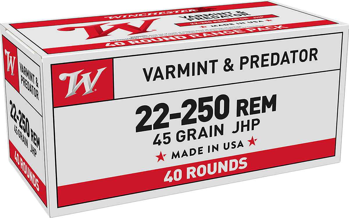 Winchester Ammo USA 22-250 Rem 45gr JHP 40 Rd - Box or Case