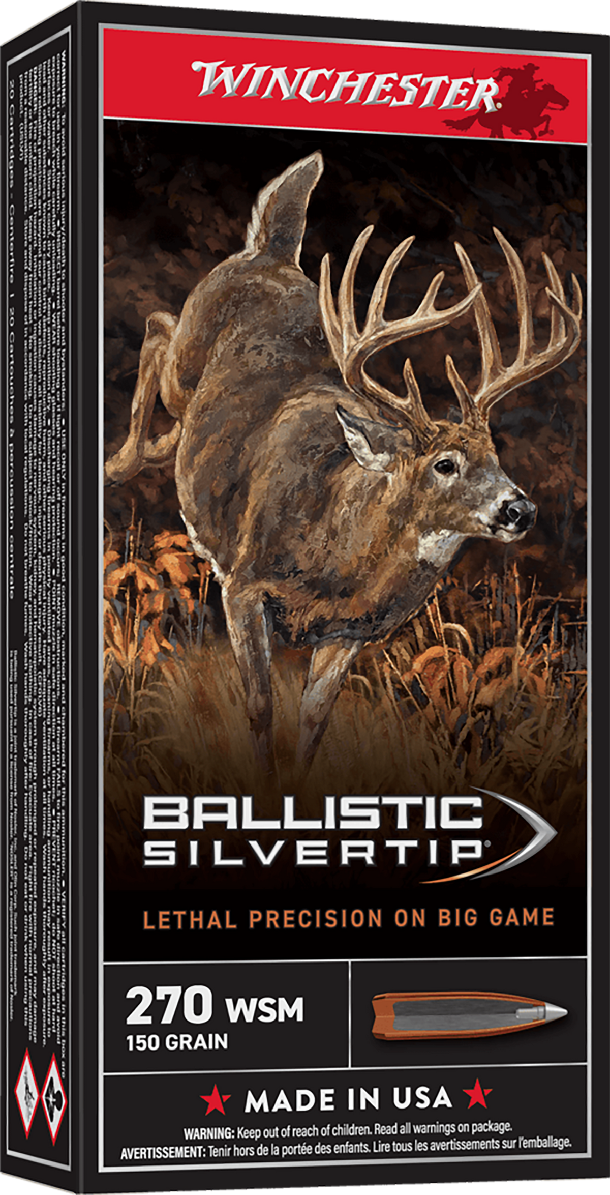 Winchester Ammo Ballistic Silvertip 270 WSM 150gr Polymer Tip 20 Rd - Box or Case