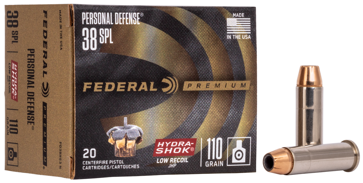 Federal Premium Hydra-Shok Low Recoil 38 Special 110gr JHP 20rd - Box or Case