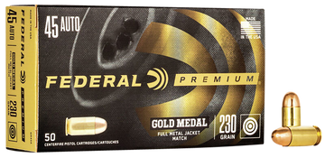 Federal Premium Gold Medal 45 ACP 230gr Full Metal Jacket 50 Rd - Box or Case