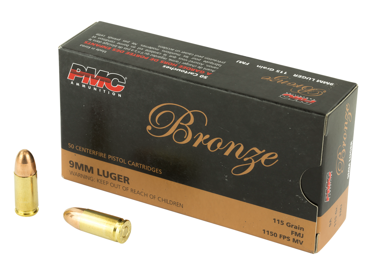 PMC 9A Bronze 9mm Luger 115gr Full Metal Jacket 50 Bx/20 Cs - Box or Case