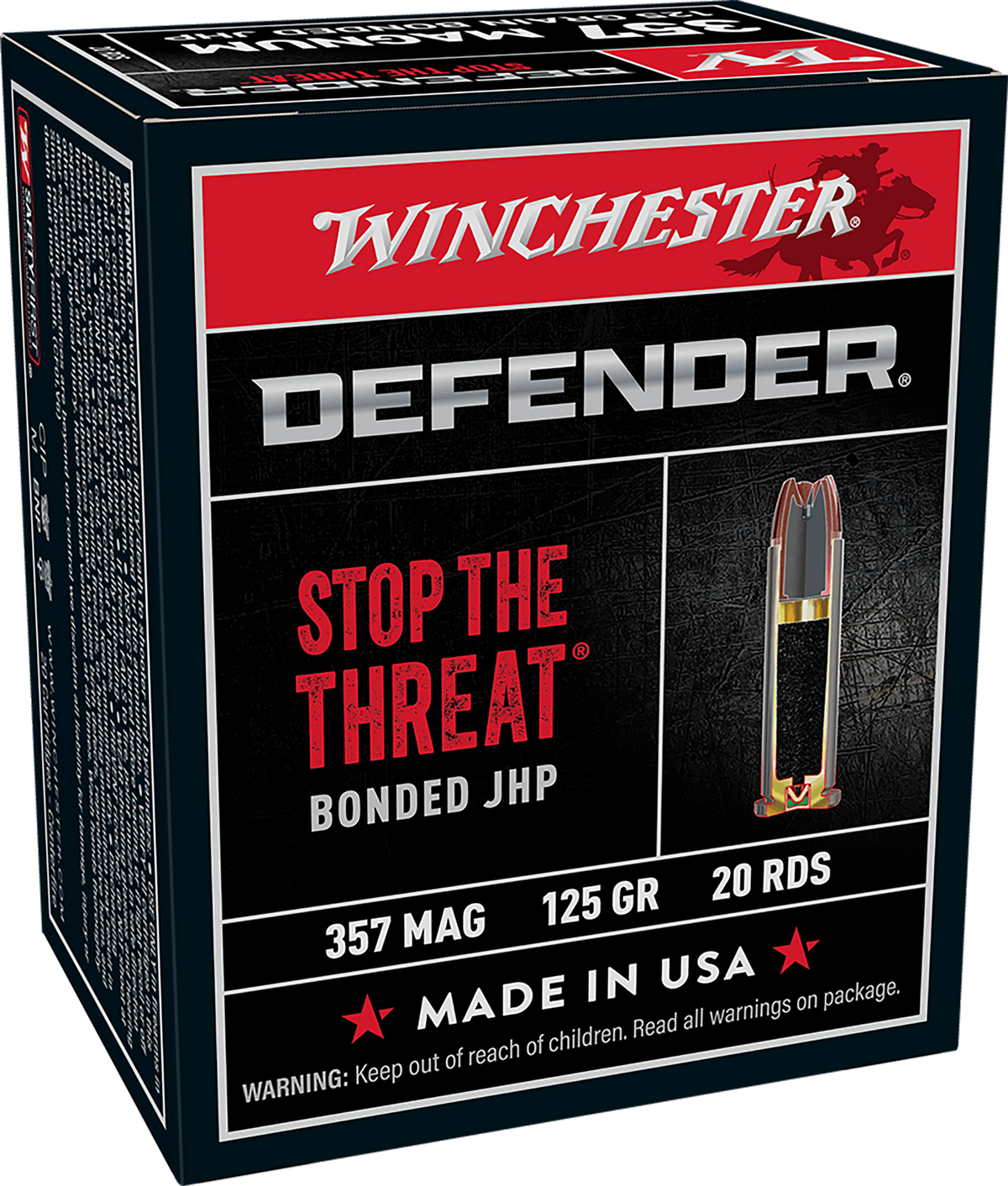 Winchester Ammo Defender 357 Mag 125gr Bonded Jacket Hollow Point 20 Rd - Box or Case