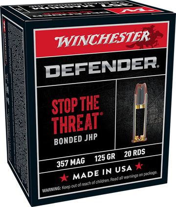 Winchester Ammo Defender 357 Mag 125gr Bonded Jacket Hollow Point 20 Rd - Box or Case