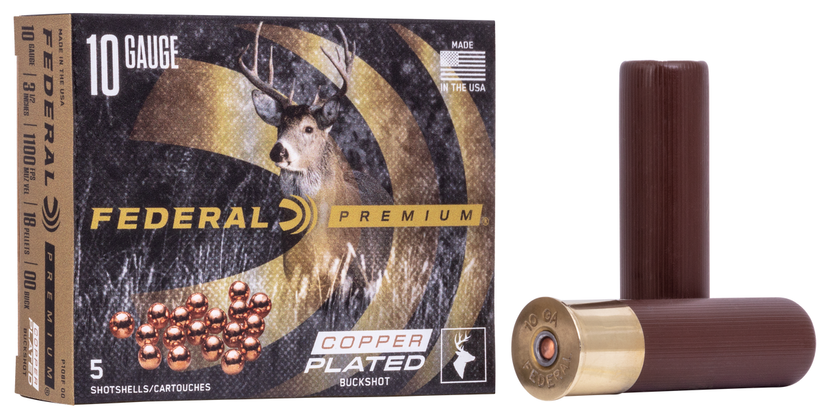 Federal Premium Vital-Shok 10 Gauge 3.5" 2 1/4 oz 00 Buck 18 Pellets 5 Rd - Box or Case