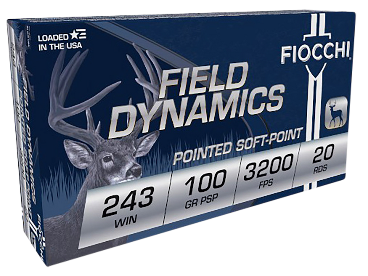 Fiocchi 243SPD Field Dynamics 243 Win 100gr Pointed Soft Point 20 Bx/10 Cs - Box or Case