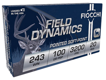 Fiocchi 243SPD Field Dynamics 243 Win 100gr Pointed Soft Point 20 Bx/10 Cs - Box or Case