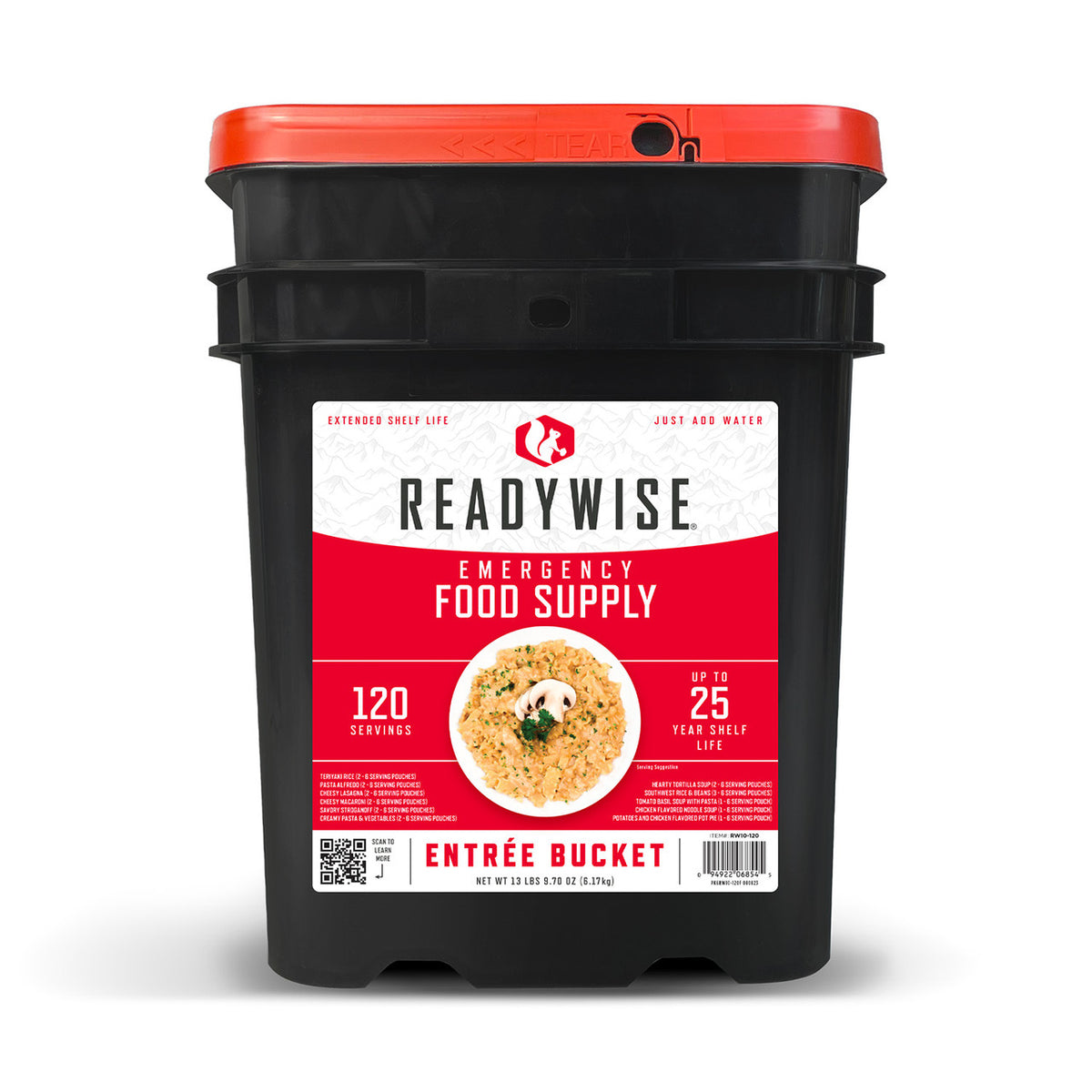 ReadyWise Grab N Go Bucket Freeze Dried Entrees 120 Servings Per Bucket