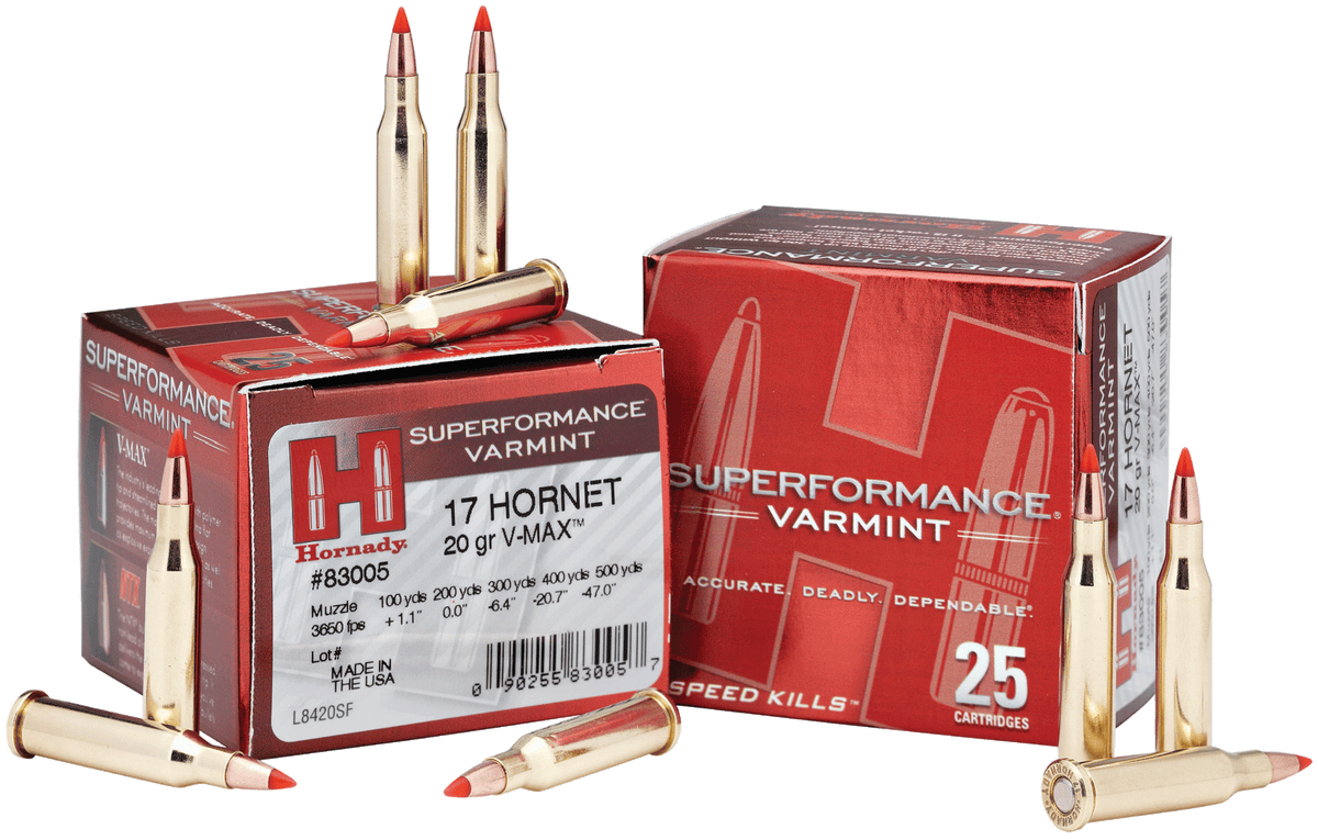 Hornady Superformance Varmint 17 Hornet 20gr V-Max - Box or Case