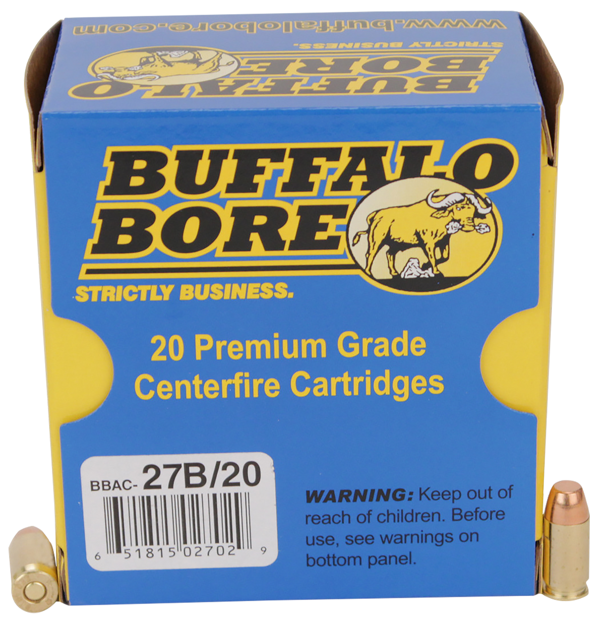 Buffalo Bore Ammunition Strictly Business .380 ACP +P 95gr Full Metal Jacket Flat Nose 20 Rd Box - Box or Case