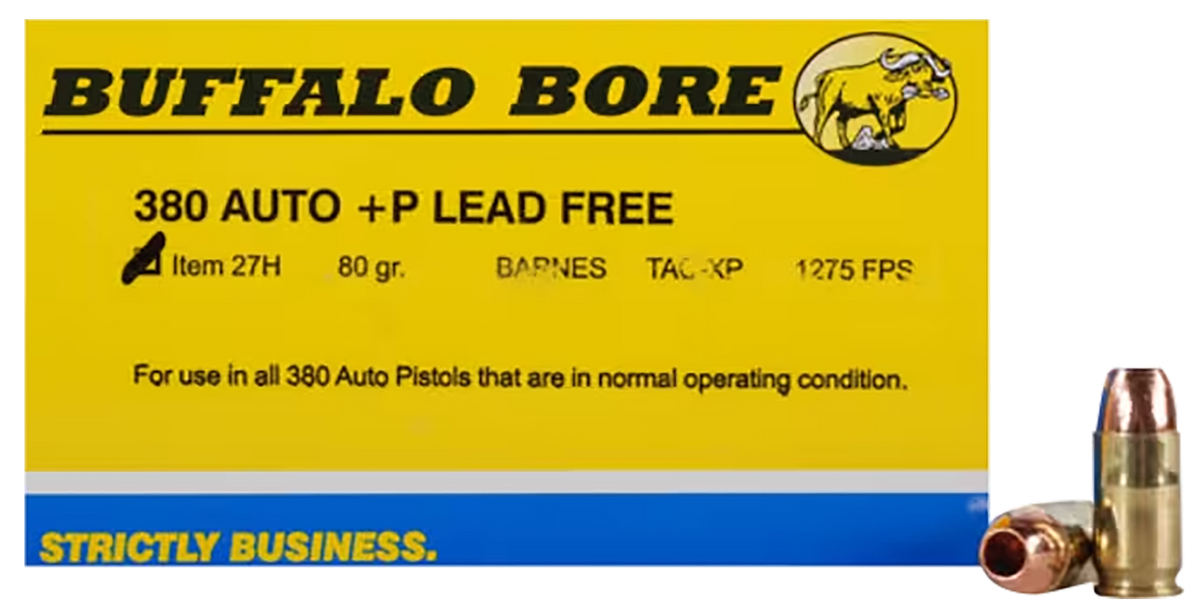 Buffalo Bore Ammunition Buffalo-Barnes Strictly Business 380 ACP +P 80gr Barnes TAC-XP Lead Free 20 Rd Box - Box or Case