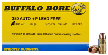 Buffalo Bore Ammunition Buffalo-Barnes Strictly Business 380 ACP +P 80gr Barnes TAC-XP Lead Free 20 Rd Box - Box or Case