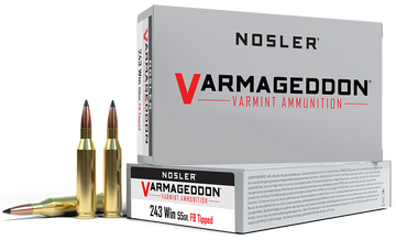 Nosler Varmageddon 243 Win 55gr Flat Base Tipped 20-Rd/Box - Box or Case