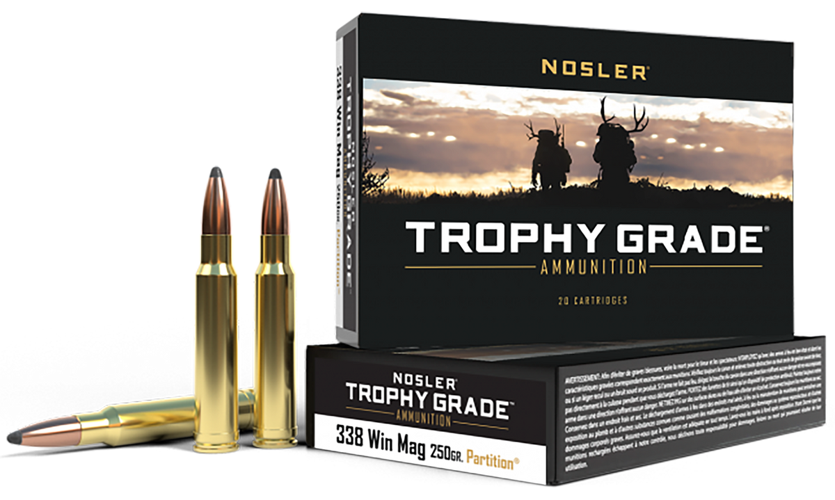 Nosler Trophy Grade 338 Win Mag 250gr Spitzer Partition 20-Rd/Box - Box or Case