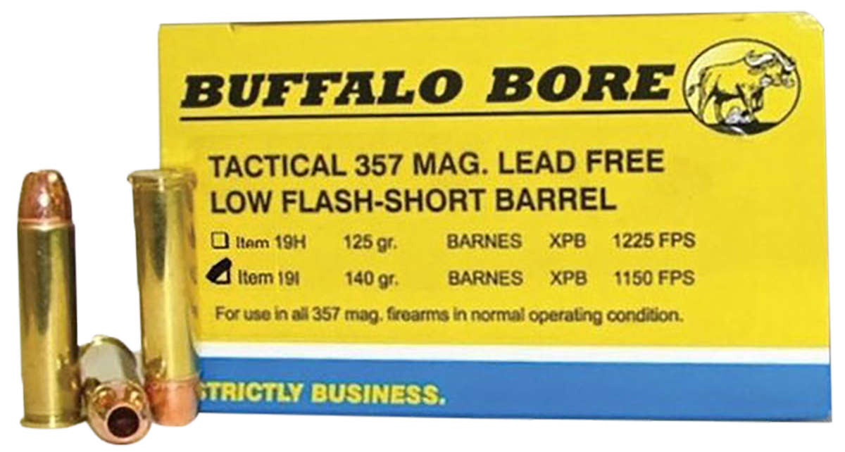 Buffalo Bore Ammunition 19I20 Buffalo-Barnes Strictly Business 357 Mag 140gr Barnes VOR-TX XPB Lead-Free 20 Rd Box - Box or Case