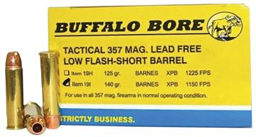 Buffalo Bore Ammunition 19I20 Buffalo-Barnes Strictly Business 357 Mag 140gr Barnes VOR-TX XPB Lead-Free 20 Rd Box - Box or Case