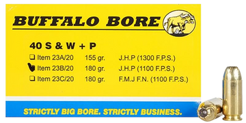 Buffalo Bore Ammunition Strictly Business Heavy 40 S&W +P 180gr JHP 20 Rd Box - Box or Case