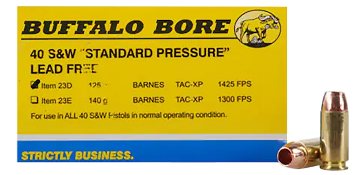 Buffalo Bore Ammunition 23D20 Strictly Business Standard Pressure 40 S&W 125gr Barnes TAC-XP Lead Free 20 Rd Box - Box or Case