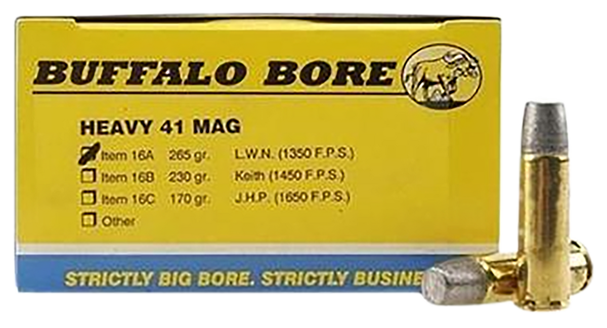 Buffalo Bore Ammunition Strictly Business Heavy 41 Rem Mag 265gr Hard Cast Lead 20 Rd Box - Box or Case