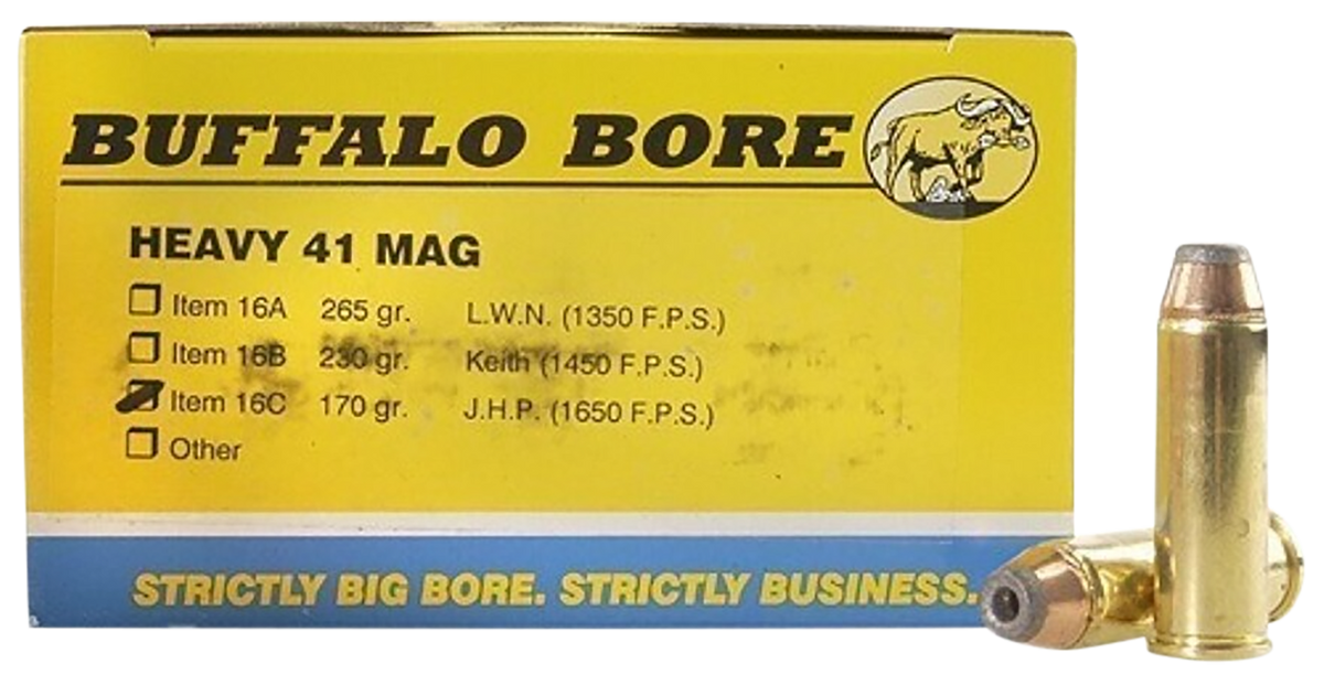 Buffalo Bore Ammunition 16C20 Heavy Strictly Business 41 Rem Mag 170 gr Jacketed Hollow Point 20 Rd Box - Box or Case
