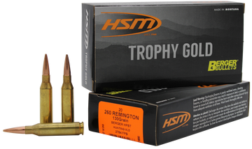 HSM Trophy Gold Extended Range 260 Rem 130gr Berger Hunting VLD 20 Rd - Box or Case