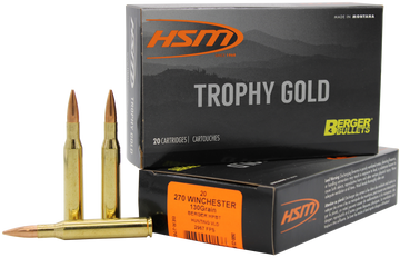 HSM Trophy Gold Extended Range 270 Win 130 gr Berger Hunting VLD Match 20 Rd - Box or Case