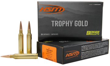 HSM Trophy Gold Extended Range 7mm Rem Mag 168 gr Berger Hunting VLD 20 Rd - Box or Case