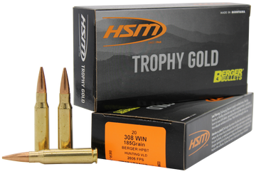 HSM Trophy Gold Extended Range 308 Win 185gr Berger Hunting VLD 20 Rd - Box or Case