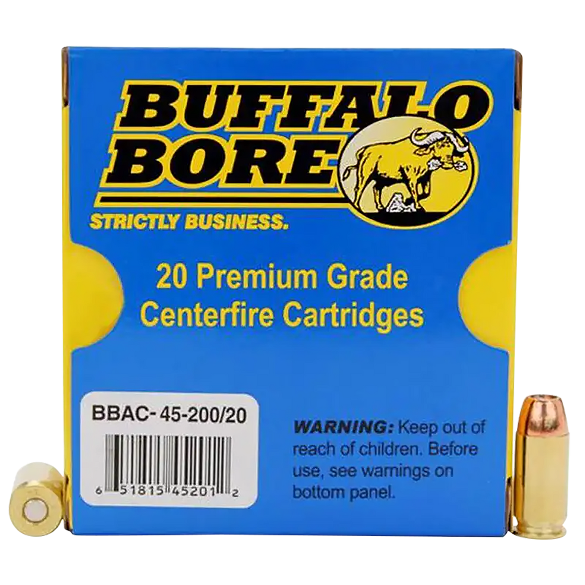 Buffalo Bore Ammunition Personal Defense Strictly Business 45 ACP +P 200gr Jacketed Hollow Point 20 Rd Box - Box or Case