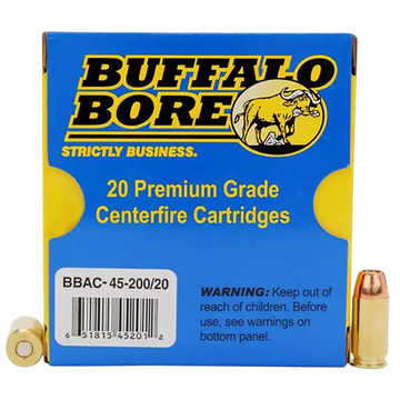 Buffalo Bore Ammunition Personal Defense Strictly Business 45 ACP +P 200gr Jacketed Hollow Point 20 Rd Box - Box or Case
