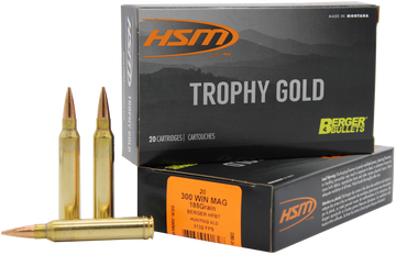HSM Trophy Gold Extended Range 300 Win Mag 185 gr Berger Hunting VLD Match 20 Rd - Box or Case