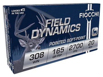 Fiocchi 308D Field Dynamics 308 Win 165gr Pointed Soft Point 20 Bx/10 Cs - Box or Case