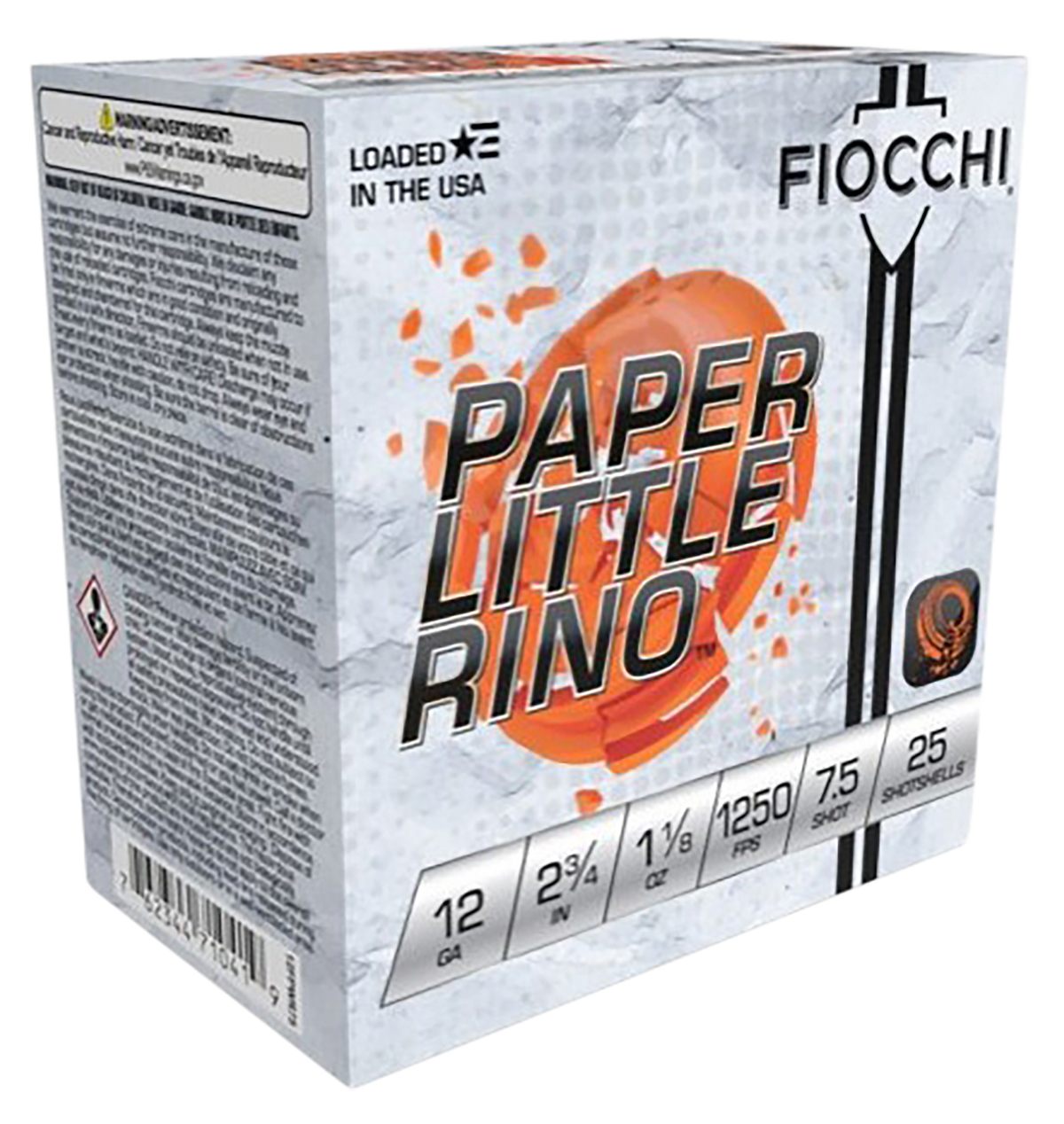 Fiocchi Paper Little Rino Extrema 12 Gauge 2.75" 1 1/8 oz 7.5 Shot - Box or Case