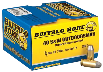 Buffalo Bore Ammunition Outdoorsman Strictly Business .40 S&W 200gr Hard Cast Flat Nose 20 Rd Box - Box or Case