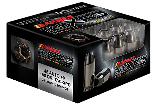 Barnes Bullets TAC-XPD Defense 45 ACP +P 185gr TAC-XP Handgun Ammo - Box or Case
