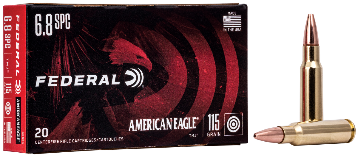 Federal American Eagle 6.8mm Rem SPC 115gr TMJ 20 Rd - Box or Case