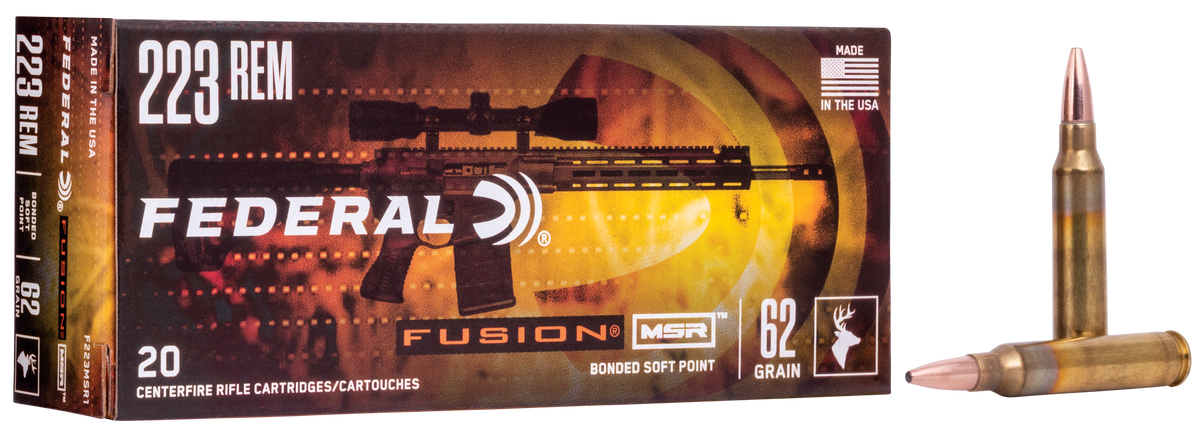 Federal Fusion MSR 223 Rem 62gr Bonded Soft Point 20 Rd - Box or Case