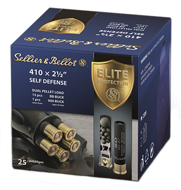 Sellier & Bellot SB410SDA Self Defense .410 Bore 2.5" 15 Pellets 1/2oz 000 Buck 25/Box - Box or Case