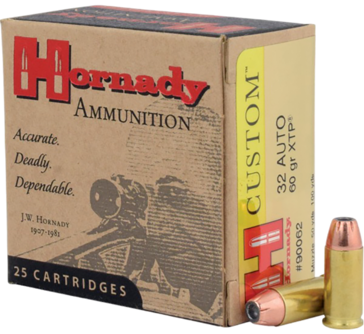 Hornady Custom 32 ACP 60gr XTP Hollow Point 25/Box - Box or Case