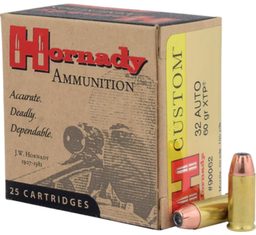 Hornady Custom 32 ACP 60gr XTP Hollow Point 25/Box - Box or Case