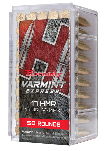 Hornady Varmint Express 17 HMR 17gr V-MAX 50/Box - Box or Case