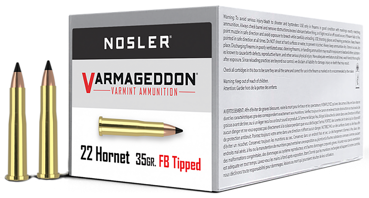 Nosler Varmageddon 22 Hornet 35gr Flat Base Tipped 50-Rd/Box - Box or Case