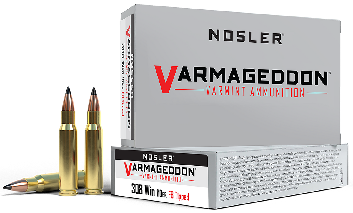 Nosler Varmageddon 308 Win 110gr Flat Base Tipped 20-Rd/Box - Box or Case
