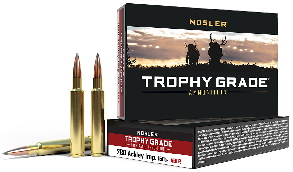 Nosler Trophy Grade Long Range 280 Ackley Improved 150gr AccuBond LR 20-Rd/Box - Box or Case