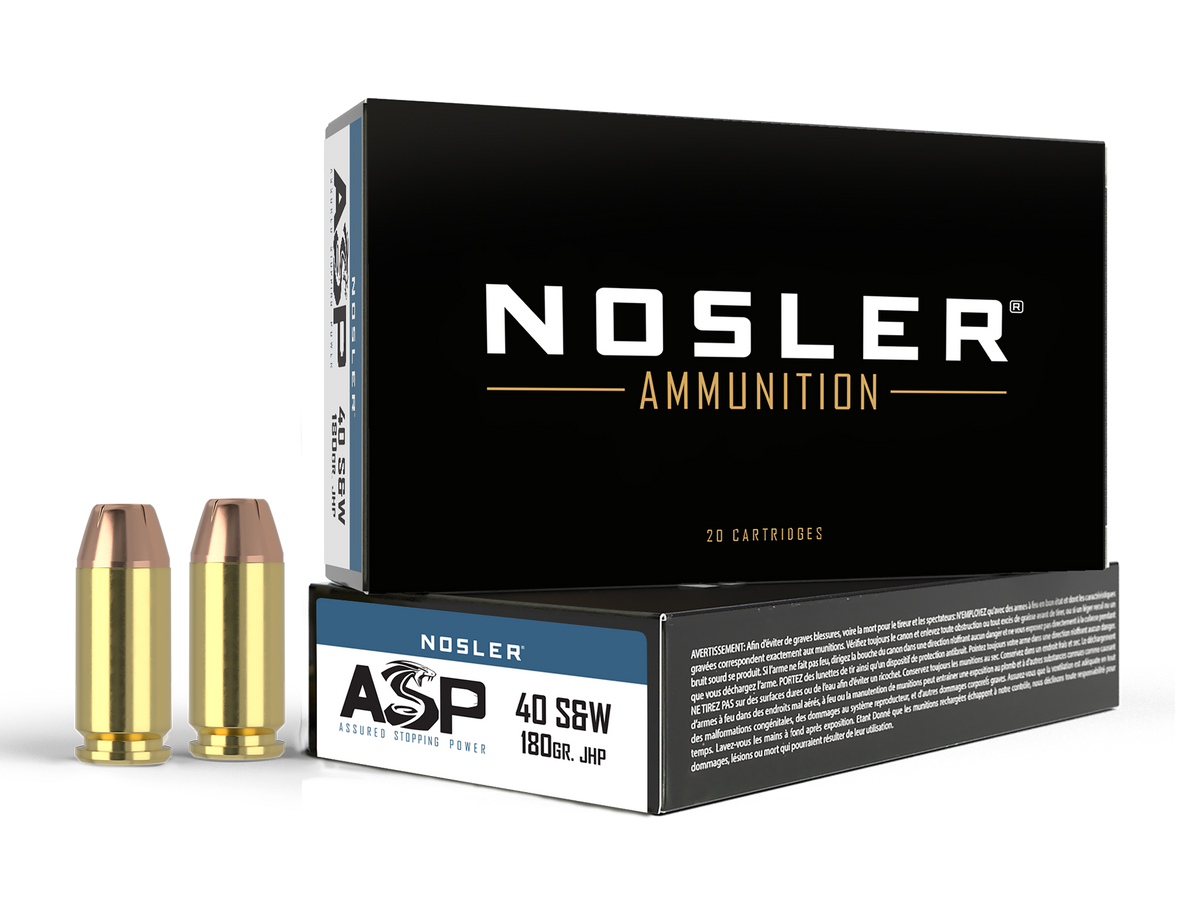 Nosler Assured Stopping Power 40 S&W 180gr JHP 50-Rd/Box - Box or Case